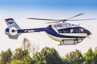 Dette er et H145 ved fabrikken i Tyskland før det ble levert til politiet i Guangzhou i Kina. Foto: Airbus Helicopters