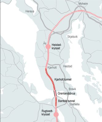 Kjørholttunnelen oversiktskart