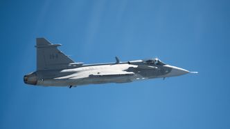 Gripen E i lufta for første gang. Foto: Stefan Kalm