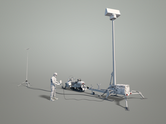 Giraffe 1X-radar kan for eksempel transporteres med snøskuter.  Illustrasjon: Eker Design, copyright Saab