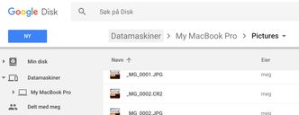 Filer du har sikkerhetskopiert blir tilgjengelig på Google Drive, via nettleseren.