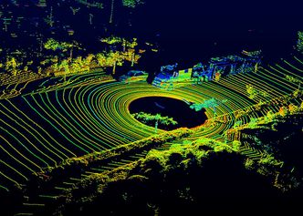 Et 3D-kart av omgivelsene generert av en roterende Velodyne-lidar. Foto: Velodyne