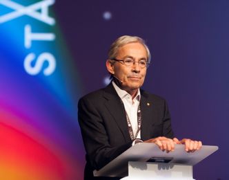 Sir Christopher A. Pissarides under Starmus-festivalen i Trondheim i juni. Foto: Marius Valle