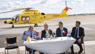 Kontrakten på nye politihelikoptre blir signert på Gardermoen i august med en av Airlifts AW169-maskiner i bakgrunnen. Bilde: Vidar Ruud / NTB scanpix