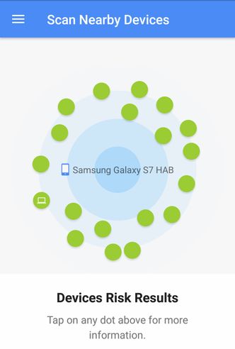 Android-appen BlueBorne Vulnerability Scanner kan sjekke om både brukerens egen Android-enhet og andre enheter i nærheten er sårbare for BlueBorne-baserte angrep. Nesten alle enhetene som ble fanget opp i lokalene til digi.no da vi testet, var relativt enkle enheter som hodetelefoner, eller Apple-enheter. Bluetooth var tydeligvis ikke aktivert på noen av Android-enhetene som var i nærheten. Foto: Skjermbilde