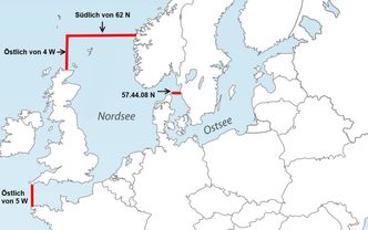 ECA-området dekker Nordsjøen sør for 62. breddegrad, Engelske kanal og Østersjøen. Bilde: Wiki