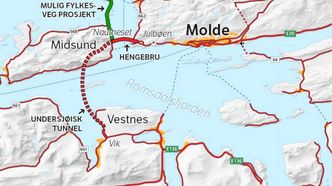 Slik er den nye E 39 tenkt løst gjennom Molde. Foto:  Statens vegvesen