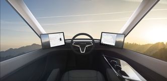 Det er bare én sitteplass i kupeen. Bilde: Tesla