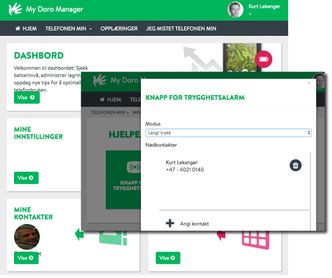 Med My Doro Manager er det mulig å få hjelp med telefonen fra familie og venner, eller man kan bruke tjenesten selv for eksempel for lettere å få overført bilder til en PC.