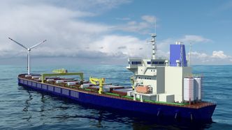 Et ombygget bulkskip på rundt 290 meter i lengde vil ha fasiliteter for fullt mannskap til oppdrett, slakteri og foredling. Bilde:  GEFF