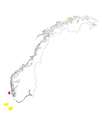 Her er områdene som NVE har utredet. Utsira er markert i rødt.