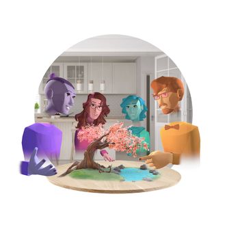Slik ser Magic Leap for seg at man kan samtale med andre mennesker som ikke fysisk befinner seg i samme rom. (Illustrasjon: Magic Leap)