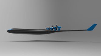 En sjøflydrone skal kunne frakte gods fra USA til Kina til halve prisen av hva det koster med fraktfly. Illustrasjon:  Natilus