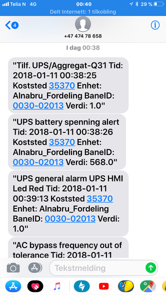 Når systemet oppdager en feil sendes det automatisk ut sms-varsling til vakthavende i Bane nor. Foto: Bane Nor