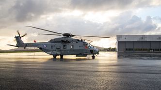 Første helikopterlanding med NH90 på Haakonsvern orlogsstasjons nye helikopterbase, i september 2016. Bilde: Lars Røraas / Forsvaret