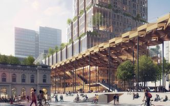 Illustrasjon av inngangspartiet. Illustrasjon: Reiulf Ramstad Arkitekter og C F Møller
