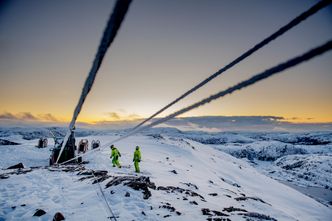 Linjebygging på Haraheia i Roan vindpark i desember 2017. Foto:  Ole Martin Wold