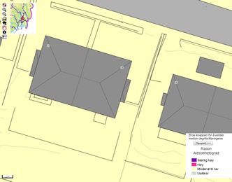 Radonkart: I følge NGUs radonkart ligger huset i et lite radonutsatt område. Men vår halvdel av tomannsboligen er et unntak Foto:  Odd Richard Valmot