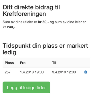 På garasjedeling.no kan du blant annet få se en oversikt over hvor mye du har hjulpet til med å samle inn totalt til Kreftforeningen. Skjermbilde:  garasjedeling.no