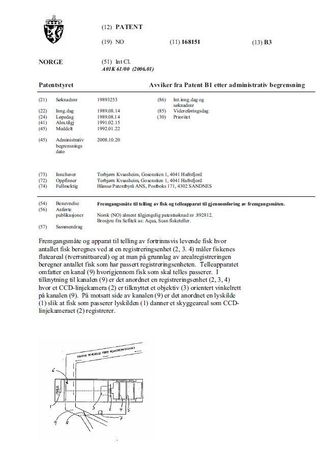 Kvassheims patent som gikk ut i 2009. Faksimile: Patentstyret