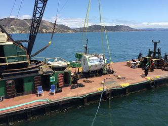 Den første prototypen «Leona Philpot» var betydelig mindre enn den nye kapselen. Her fra forsøket i California tilbake i 2015. Foto: Microsoft Research