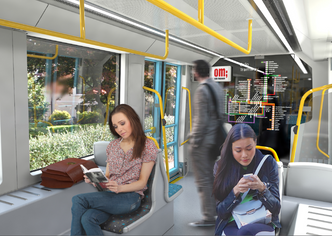 Bedre opplevelse: Oslo Sporveier her ikke gjort store endringer i interiøret annet enn fargevalg og passasjerinformasjonsystem. Foto:  Oslo Sporveier