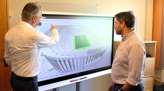 Håvard Brekke Bell og Ramon Gonzalez Marquez i Catendas nye lokaler på Lysaker. Foto:  Knut Bjørheim