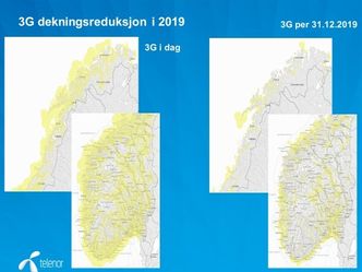 Så mye 3G-dekning forsvinner når Telenor overfører 900 MHz-frekvensene til 4G i 2019.