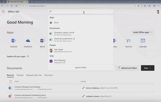 Den nye, intelligente søkefunksjonen kommer automatisk med relevant forslag til aktiviteter. Foto: Microsoft