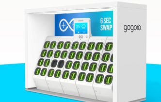 I løpet av de siste tre årene har Gogoro satt opp over 600 ladestasjoner i Taiwan. Der kan scootereiere bytte batterier. Illustrasjon:  Gogoro