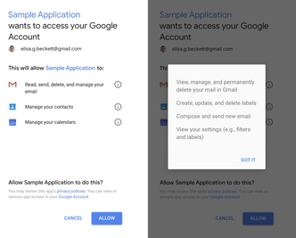 Google oppfordrer også til å lese tillatelsesskjermene til tredjepartsapper nøye før man gir eventuelle tilganger. Foto: Google