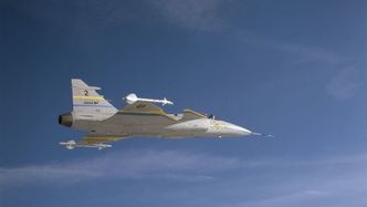 Et av de første Jas-39-testflyene. Foto: Saab