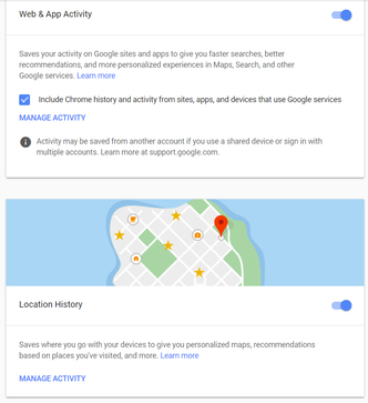 Disse to funksjonene må slås av dersom du ønsker null posisjonssporing, men det har konsekvenser for funksjonaliteten til Google-tjenestene. Foto: Skjermdump, digi.no