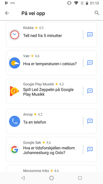 Hvis du lurer på hva du kan spørre assistenten om, så får du mange tips inne i appen.