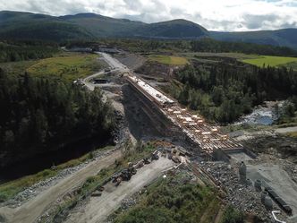 Flyttingen av fylkesveien utenfor Krogstadøra skal etter planen være ferdig til jul. Foto:  Statens vegvesen