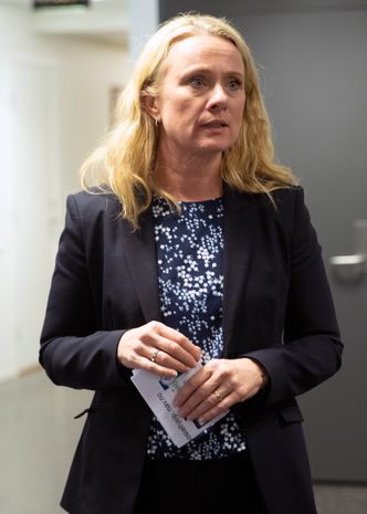 Arbeidsminister Anniken Hauglie var svært fornøyd med å få over 420 millioner kroner til Arbeids- og velferdsetaten. Foto: Sarah McDonald Gerhardsen
