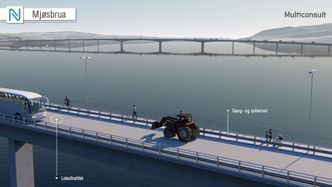 Eksempel på ny betongbru over Mjøsa. Illustrasjon: Nye Veier/Multiconsult