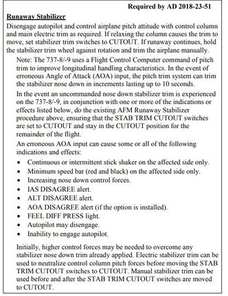 Fra luftdyktighetspåbudet fra FAA/EASA.