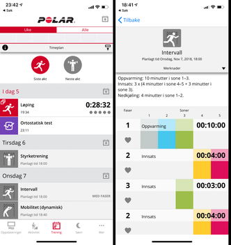 Treningsprogrammer du setter opp på PC eller i Flow-appen på mobil blir tilgjengelig på klokken, og under trening hjelper klokken deg med å holde deg innenfor definerte pulssoner.