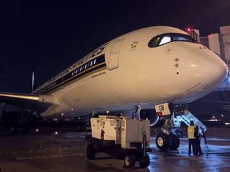 Singapore Airlines' A350-900 ULR i ferd med å forlate Changi på vei til Newark 11. oktober. Foto: Singapore Airlines