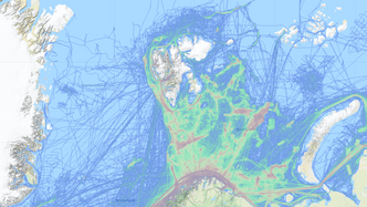 Det er betydelig skipstrafikk rundt Svalbard i løpet av et år, som strekene på kartet viser. Foto: Marine Traffic