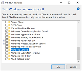 For å aktivere Windows Sanbox må du sitte på en Pro- eller Enterprise-lisens. Funksjonaliteten aktiveres via Windows Funskjonalitet. Foto: Microsoft