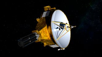 En NASA-illustrasjon viser romsonden New Horizons, som første nyttårsdag besøker det fjerntliggende objektet Ultima Thule. Illustrasjon:  NASA/JHUAPL/SwRI/AP/NTB Scanpix