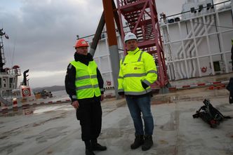 F.v Sjef for Forsvarsmateriells maritime kapasiteter, Thomas T. Wedervang, og prosjektleder i BOA, Anders Penna. Foto: Arne Fenstad 
