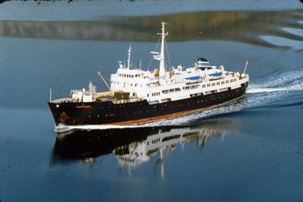 MS Finnmarken var i drift fra 1956 til 1993. Foto: Sten Magne Engen/Norsk Hurtigrutemuseum