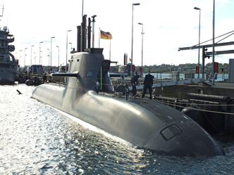U-36 til kai hjemme i Eckernförde. De neste fem månedene blir basen Haakonsvern. Foto:   Deutsche Marine