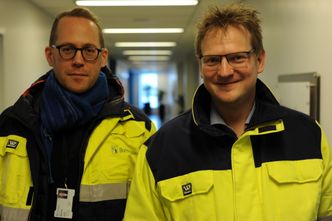 Energisjef Jostein Røynesdal (t.v.) og senioringeniør David Vaaler, i Borregaard. Foto: Erik Martiniussen