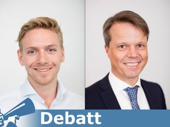 Martin Fauske Tho, forretningsrådgiver, og Ola Holm, leder for bank- og forsikringsrådgivning, begge i Sopra Steria. Foto: Sopra Steria