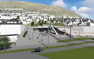 Ved Kristianborg går den 2,9 kilometer lange gang- og sykkeltunnelen til Fyllingsdalen, (t.v.) parallelt med Bybanen Foto: Bybanen Bergen