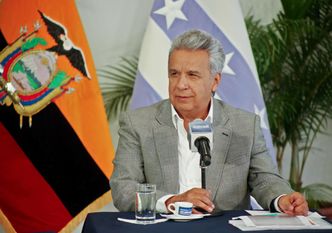 Ecuadors president Lenin Moreno ble intervjuet av lokal presse om Assange-saken i går. Foto: AFP / ECUADOREAN PRESIDENCY PRESS OFFICE / ANDRES REYNOSO